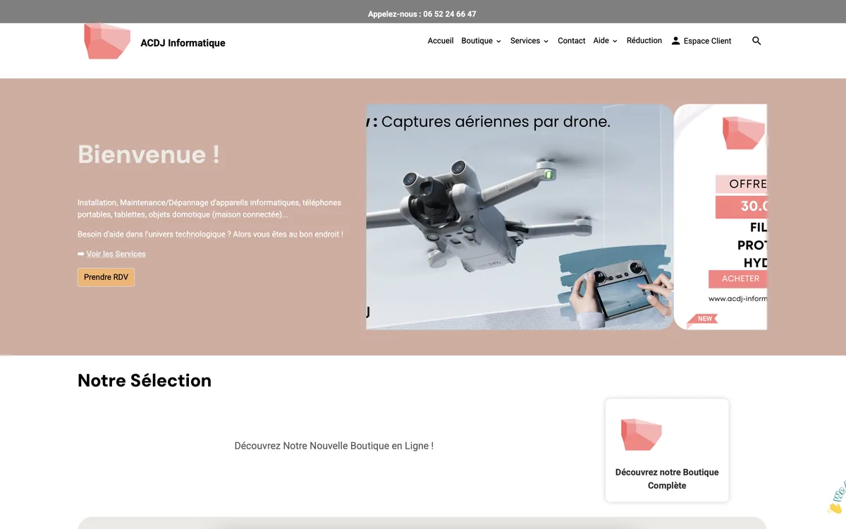 Site ACDJ Informatique avant : présence datée et peu structurée